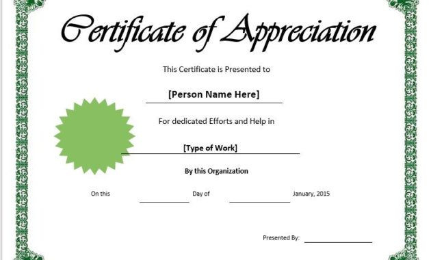 11 Free Appreciation Certificate Templates Word For Simple Great Work Certificate Template