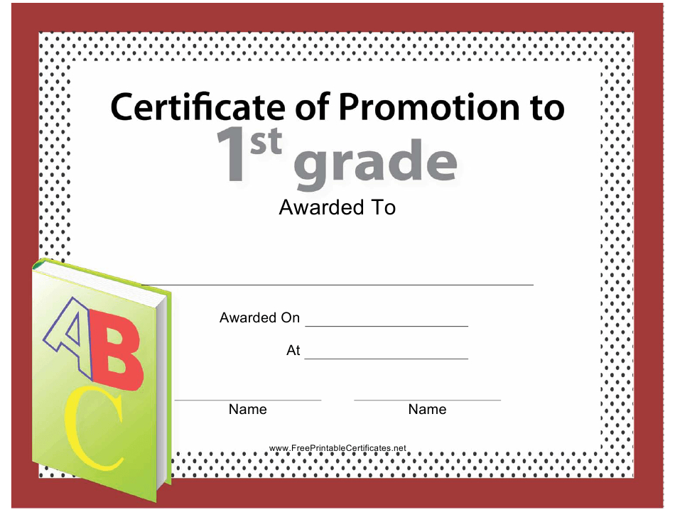 1St Grade Certificate Of Promotion Template Download With Job Promotion Certificate Template Free