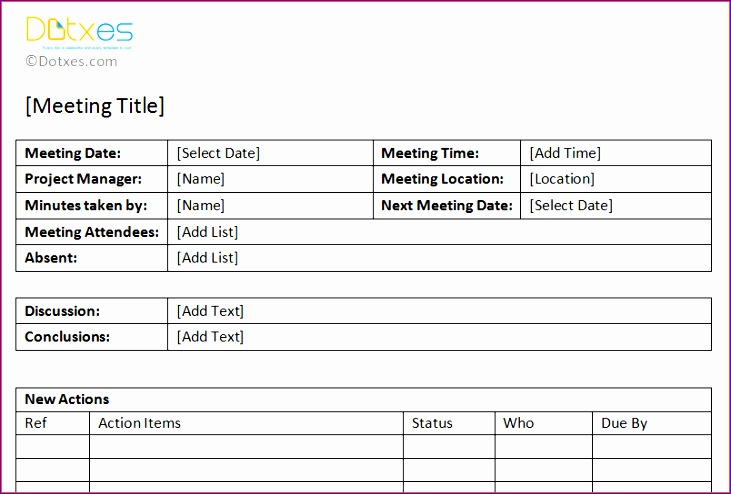 6 Meeting Minutes Template Excel Excel Templates Excel For Pre