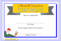9+ Elf Adoption Certificate Free Printable Designs With Regard To Amazing Cat Adoption Certificate Template 9 Designs