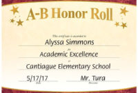 Ab Honor Roll Certificate Template Zohre Throughout Fantastic Honor Roll Certificate Template