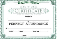 Attendance Award Certificate Template | Attendance For Amazing Perfect Attendance Certificate Template Free
