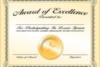 Award Of Excellence Certificate Template Awesome 023 With Regard To Simple Certificate Of Achievement Template Word