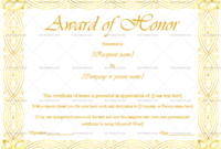 Award Of Honor (Gold & White, #936) In 2020 | Certificate Pertaining To Amazing Honor Award Certificate Template