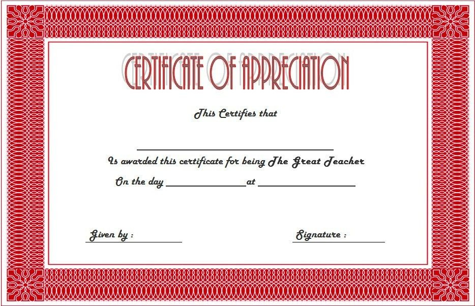 Awesome Teacher Appreciation Certificate Template Editable Inside Best Teacher Certificate Templates Free