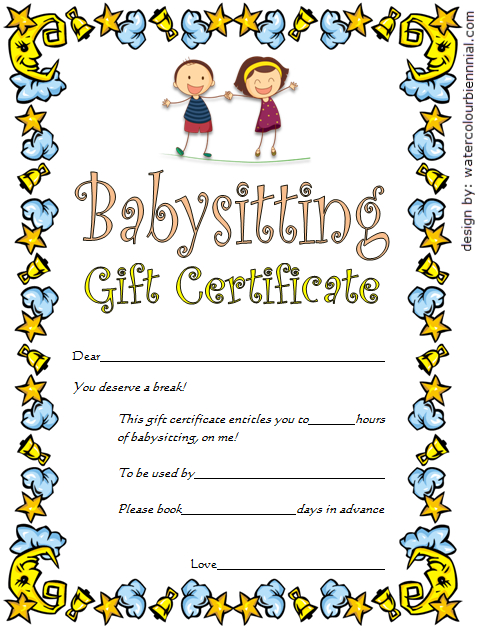 Babysitting Gift Certificate Template Free [7+ New Choices] Inside New Certificate Of Cooking 7 Template Choices Free
