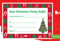 Best Christmas Party Outfit Certificate Christmas, Nativity Intended For Best Dressed Certificate Templates