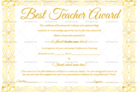 Best Teacher Award Certificate (Elegant, #1237) Doc Inside Free Best Teacher Certificate Templates Free