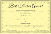 Best Teacher Award Certificate (Pretty Black, #1243 In Simple Best Teacher Certificate Templates