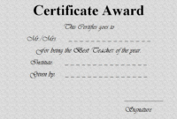 Best Teacher Certificate Template 7 | Op Templates With Best Teacher Certificate