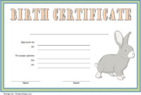 Birth Certificate Template For Rabbit Free 2 In 2020 For Fresh Puppy Birth Certificate Free Printable 8 Ideas
