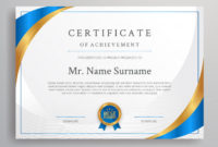 Blue And Gold Certificate Of Achievement Border Template Inside High Resolution Certificate Template