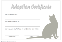 Cat Adoption Certificate 2020 Free Printable (Version 3 Pertaining To Cat Birth Certificate Free Printable