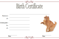 Cat Birth Certificate Free Printable: Top 8+ Sweet Concepts In Amazing Cat Adoption Certificate Templates