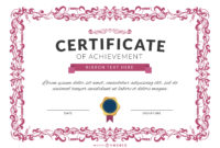 Certificate Of Achievement Template In Pink Vector Download Throughout Fascinating Certificate Of License Template