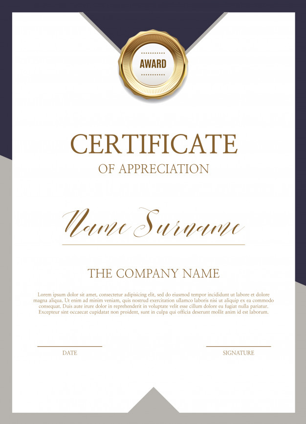 Certificate Of Appreciation Template | Premium Vector Pertaining To New Certificates Of Appreciation Template