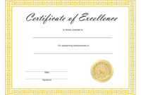 Certificate Of Excellence Template Free Download Great Intended For Simple Free Certificate Of Excellence Template