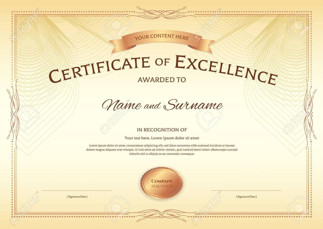 Certificate Of Excellence Template With Award Ribbon On Pertaining To Fascinating Award Of Excellence Certificate Template