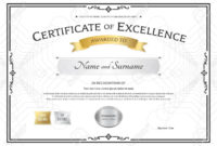 Certificate Of Excellence Template With Gold Award Ribbon For Fascinating Award Of Excellence Certificate Template