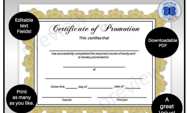 Certificate Of Promotion Certificate Of Completion End Of Inside Simple Job Promotion Certificate Template Free