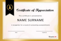 Certificate Of Recognition Template Word ~ Addictionary In New Certificate Of Appreciation Template Word