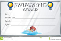 Certificate Template For Swimming Award Stock Vector With Fantastic Free Swimming Certificate Templates