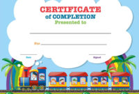 Certification Template With Children On The Train Vector Within Awesome Children&amp;#039;S Certificate Template