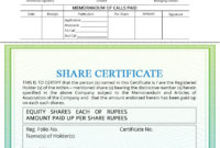 Company Share Certificate Procedure For Issuing Regarding Amazing Corporate Share Certificate Template