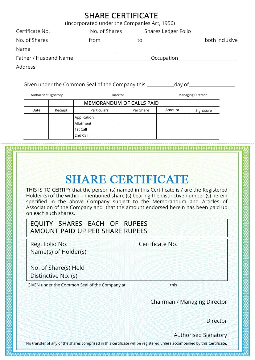 Company Share Certificate Procedure For Issuing Regarding Amazing Corporate Share Certificate Template