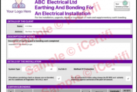Earthing And Bonding Electrical Certificate From Icertifi In New Electrical Isolation Certificate Template