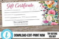Editable Custom Printable Gift Certificate Template With Mothers Day Gift Certificate Templates