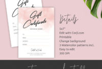 Editable Gift Certificate Template Pink Watercolor Diy Regarding Pink Gift Certificate Template