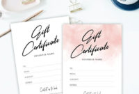 Editable Gift Certificate Template Pink Watercolor Diy With Regard To Pink Gift Certificate Template