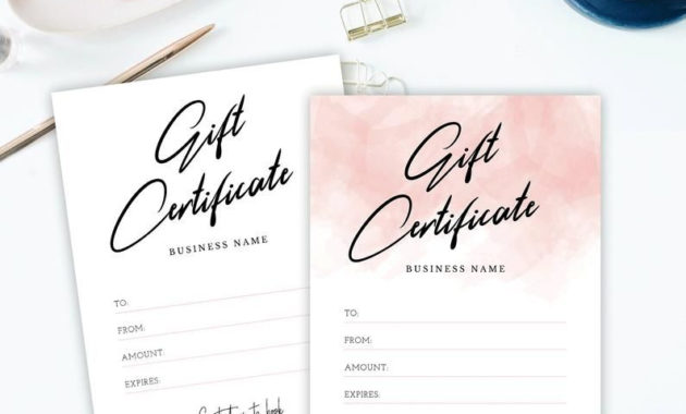 Editable Gift Certificate Template Pink Watercolor Diy With Regard To Pink Gift Certificate Template