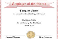 Employee Of The Month Certificate Template | Shatterlion Within Simple Employee Of The Year Certificate Template Free