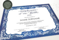 Employee Of The Year Editable Template Editable Award In Simple Employee Of The Year Certificate Template Free