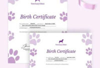 Free 10+ Pet Birth Certificate Samples In Ms Word | Psd For Fresh Puppy Birth Certificate Free Printable 8 Ideas