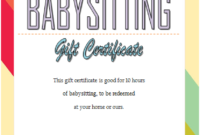 Free 7+ Babysitting Gift Certificate Template Ideas For Inside Babysitting Certificate Template 8 Ideas