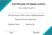 Free Certificate Of Destruction Template Great Sample Within Certificate Of Destruction Template