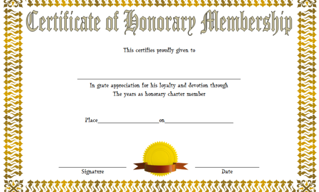 Free Honorary Membership Certificate Template 1 | Two In Worlds Best Boss Certificate Templates Free