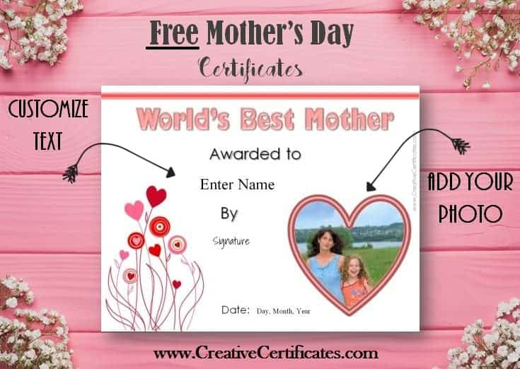Free Mother'S Day Certificate | Customize Online Then Pertaining To Awesome Mothers Day Gift Certificate Templates