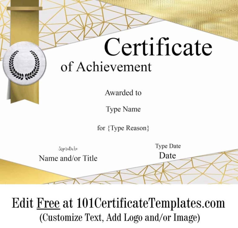 Awesome Free Printable Certificate Of Achievement Template