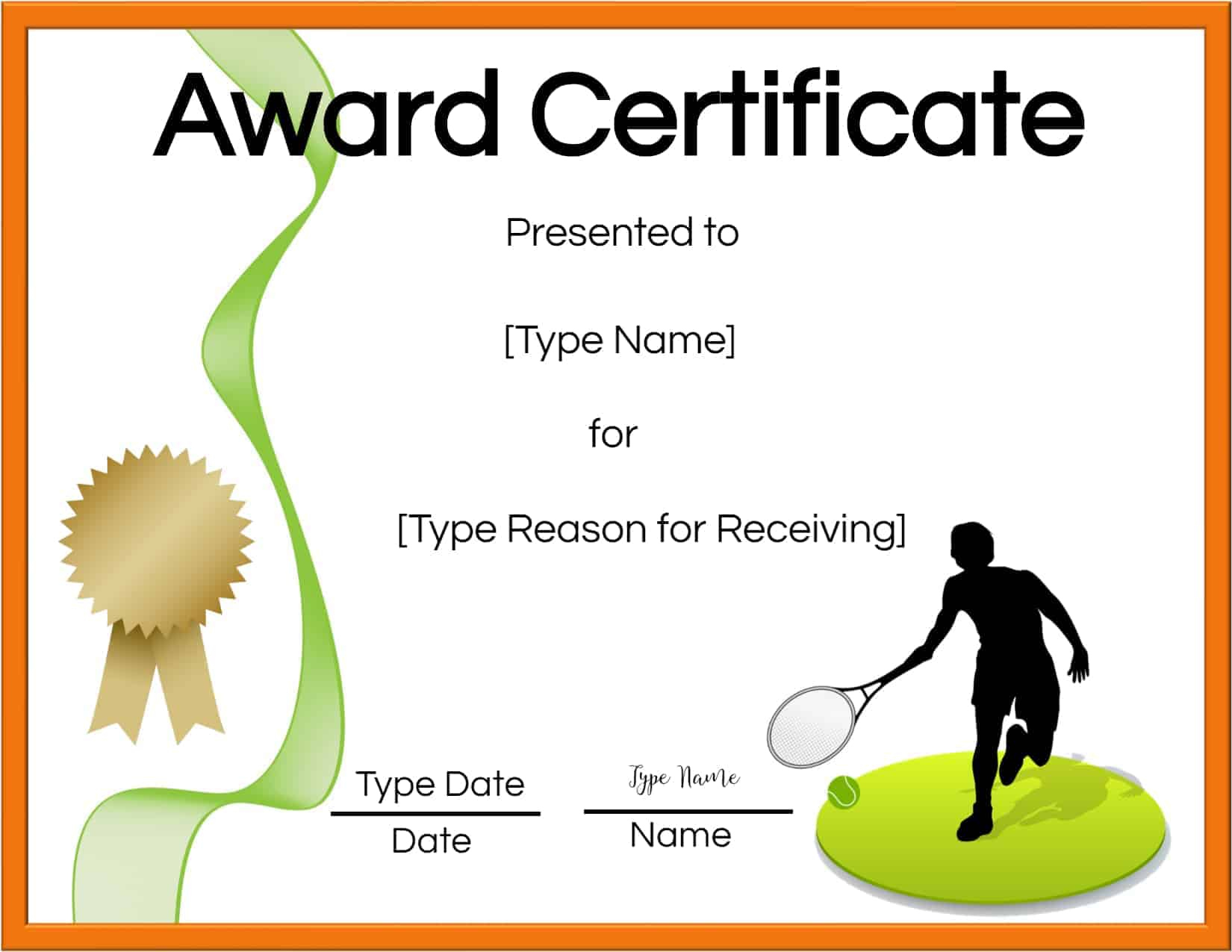 Free Tennis Certificates | Edit Online And Print At Home Pertaining To Tennis Certificate Template