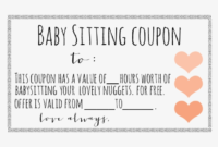 Gift Certificate For Babysitting Free Babysitting Gift Pertaining To Babysitting Certificate Template