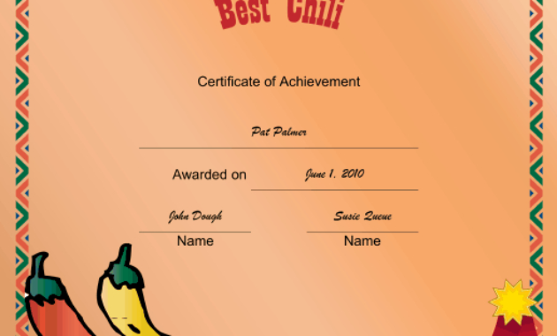 Honor The Winner Of A Chili Cookoff With This Printable In Free Chili Cook Off Certificate Template