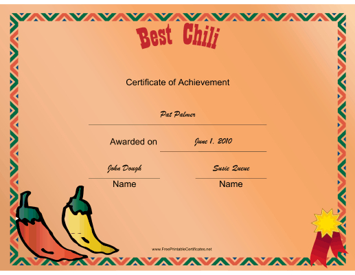 Honor The Winner Of A Chili Cookoff With This Printable In Free Chili Cook Off Certificate Templates