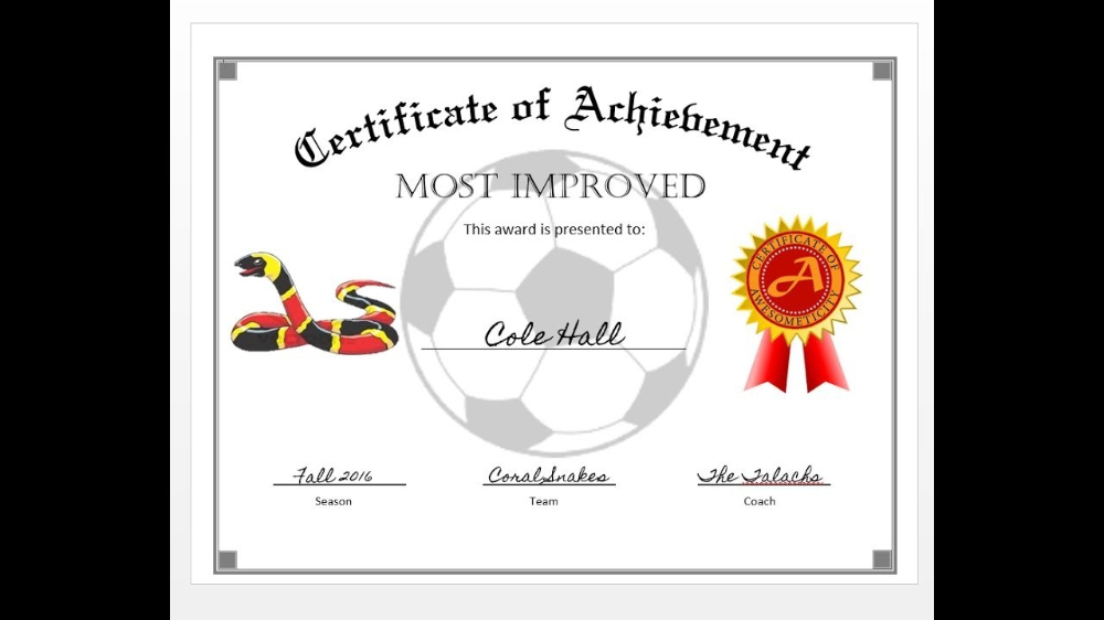 How To Easily Make A Certificate Of Achievement Award With Intended For Soccer Certificate Templates For Word