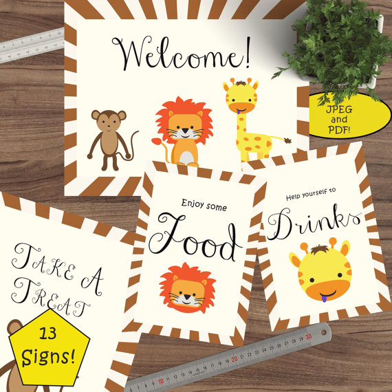 Jungle Baby Shower Table Sign Safari Signs Printable With Zoo Gift Certificate Templates Free Download