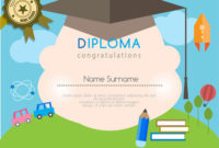 Kids Diploma Preschool Certificate Elementary Vector Image With Regard To Kindergarten Diploma Certificate Templates 7 Designs Free