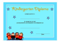 Kindergarten Diploma Certificate Templates: 10+ Designs Free With Regard To Kindergarten Completion Certificate Templates